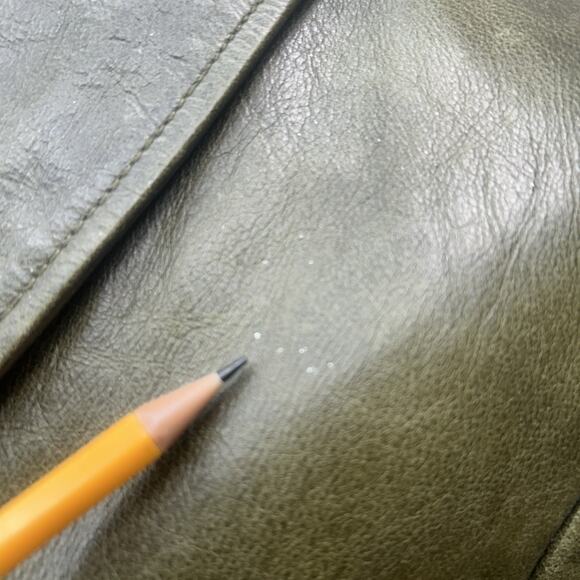 Vintage Gap Jacket Womens S Army Green Leather Blazer Distressed Retro Y2K 90s - Picture 9 of 13